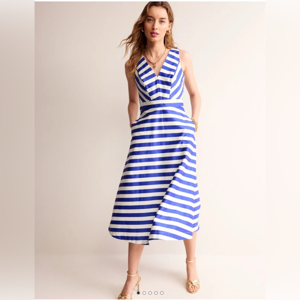Boden Panelled Bodice Midi Dress-Surf the Web Stripe